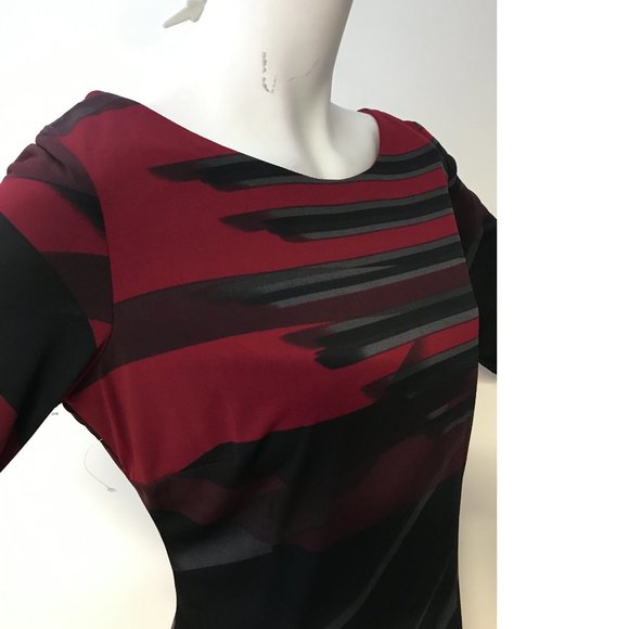 NWT Le Chateau XL Crimson Red Black Open Back Drape Bodycon Dress Lauren Holly - Picture 8 of 8